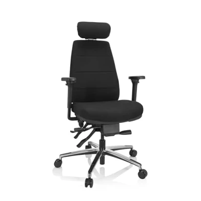 Abbildung von hjh OFFICE 608992 Profi Bürostuhl Phoenix PRO I Stoff Schwarz ergonomischer Drehstuhl, individuell einstellbar