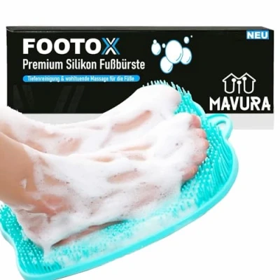 Abbildung von MAVURA Fußbürste FOOTOX Silikon Fußwaschbürste Duschmatte Fuß Massage Bürste, Fußmassagegerät Reinigung Fußreiniger Fußpflege Peeling