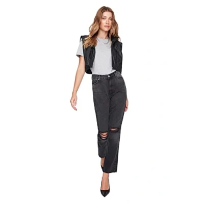 Abbildung von Trendyol Damen Herren Hoher Bund Bootcut &amp; Flared Jeans, Schwarz, 38 EU