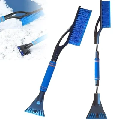 Abbildung von May Huang Auto Eiskratzer mit Besen 60cm, 2 in1 Reinigungsbürste Schneebesen, Schneebürste Schneekratzer und Bürste Schaumstoffgriff für PKW, LKW SUV (Blau)