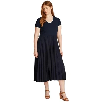 Abbildung von Tommy Hilfiger Curve Blusenkleid &quot;CRV CONTRAST SOFT V NK DRESS&quot;, in Großen Größen, mit tiefem Rundausschnitt