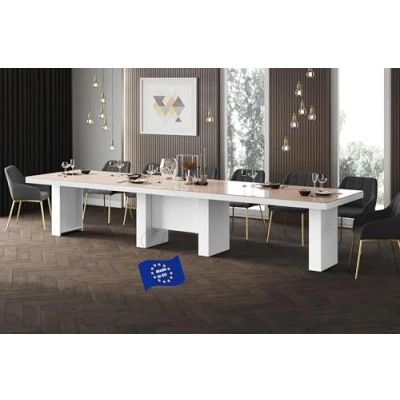 Abbildung von Design Esstisch Tisch HLA 111 Hochglanz XXL ausziehbar 160 bis 400 cm, Farbe:Cappuccino Weiß