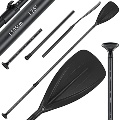 Abbildung von KESSER® Paddle 3 teilig für Kayak SUP Stand Up Paddling Board Stechpaddel, Verstellbar Teleskop 165cm 215cm Aluminum Paddel Kajakfahren Surfboard Boot Anti Rutsch Stecksystem, Schwarz