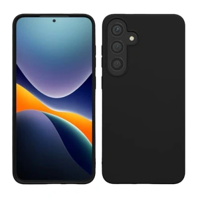 Abbildung von kwmobile Hülle kompatibel mit Samsung Galaxy S25 weiches TPU Silikon Case Cover geeignet für kabelloses Laden Schwarz