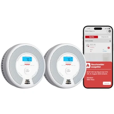 Abbildung von X Sense WLAN Rauch und Kohlenmonoxidmelder mit austauschbarer Batterie, Smart Kombinationsmelder App, kompatibel der Home Security SC07 WX, 2er Set