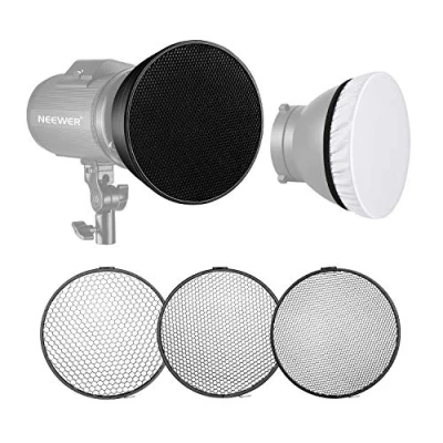 Abbildung von Neewer Standardreflektor 7 Zoll/18cm weicher Diffusor mit 20/40/60 Grad Wabengitter für Bowens Montage Studio Blitzlicht Monolight