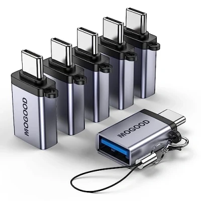 Abbildung von MOGOOD Adapter USB C auf 3.0, Stecker 3.0 Buchse Adapter, Thunderbolt 4/3 für MacBook Pro, Air, Chromebook, Pixelbook, Microsoft Surface, Samsung Galaxy und mehr