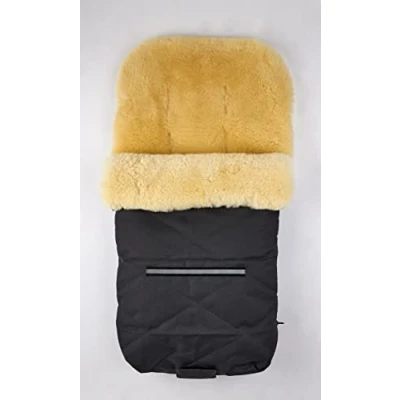 Abbildung von Naturasan Kinderwagen Lammfell Fußsack, Fussack echt medizinisch gegerbt, Universalgröße f. alle Kinderwagen, Kiwa, Buggy, Fahrradanhänger, Winter Fusssack FS 06, Modell Stockholm (Grau)