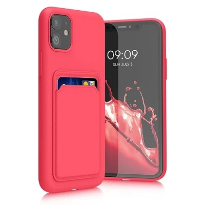 Abbildung von kwmobile Handyhülle kompatibel mit Apple iPhone 11 Hülle Handy Cover Fach für Karten in Neon Pink