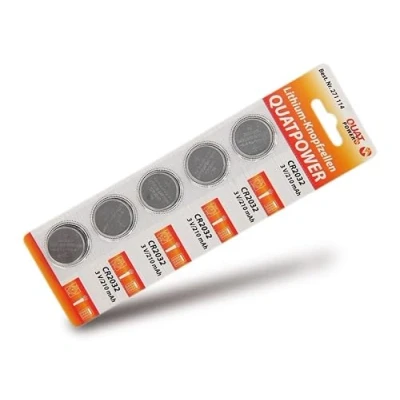 Abbildung von QUATPOWER Knopfzelle, CR2032, Lithium, 3 V, 210 mAh, 5 St.