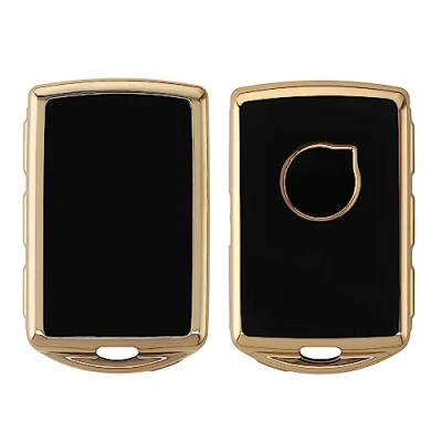 Abbildung von kwmobile Autoschlüssel Hülle kompatibel mit Volvo 4 Tasten Keyless Go Schlüsselhülle Silikon Cover Schwarz Gold