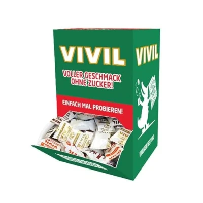 Abbildung von VIVIL Creme Life Kaffee/Karamell, Mischbox mit Kaffeebonbons und Karamellbonbons, starke Sahnebonbons für den unbeschwerten Genuss, zuckerfrei, 1 Kilo