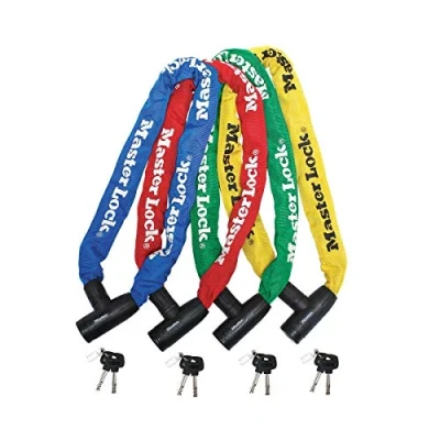 Abbildung von MASTER LOCK Fahrradschloss Stahlkettenglied [mit Schlüssel] [90 cm Kette] [Zufällige Farbe] 8391EURDPROCOL Ideal für Fahrräder