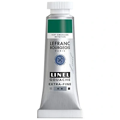 Abbildung von Lefranc &amp; Bourgeois 301199 Linel Gouache extrafeine und geschmeidige Wasserfarben mit maximaler Farbintensität, Leuchtkraft für streifenfreien Auftrag, 14ml Tube Smaragdgrün Farbton