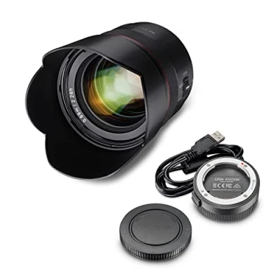 Abbildung von Samyang AF 75mm F1,8 FE + Lens Station für Sony E Portrait Objektiv Vollformat &amp; APS C I 32,9 Bildwinkel schnellem Autofokus Festbrennweite A7C, A7 III, A6100 u.a.