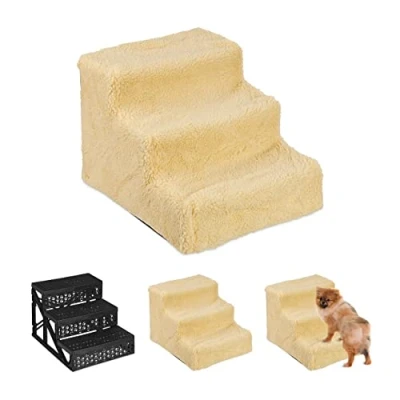Abbildung von relaxdays Haustiertreppe Hundetreppe 3 Stufen, Beige