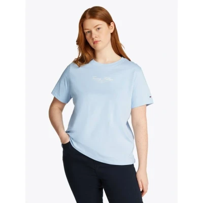 Abbildung von Tommy Hilfiger Curve Script TEE Tshirt print, Damen, Größe: 50, Breezy blue