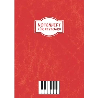 Abbildung von Notenheft für Keyboard: DIN A4 Kinder und Anfänger Piano Klaviernoten Blanko Klavier Notenbuch Schule Mit Hilfslinien 100 Seiten Rot
