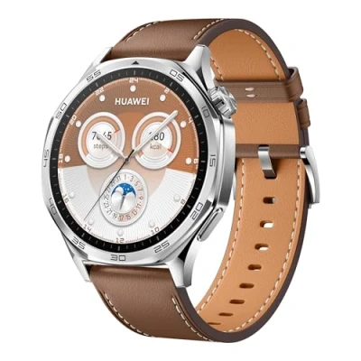 Abbildung von HUAWEI Watch GT 5 46 mm Smartwatch, Kunstvolles Design, Erweiterte Lauf und Fahrradfunktionen, Gesundheitsmonitoring, Bis zu 14 Tage Akkulaufzeit, Kompatibel mit iOS &amp; Android, Braun