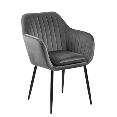 Abbildung von AC Design Furniture Wendy Esszimmerstuhl, B: 57 x T:61 H: 83 cm, Dunkelgrau/Schwarz, Samt/Metall, 1 Stk.