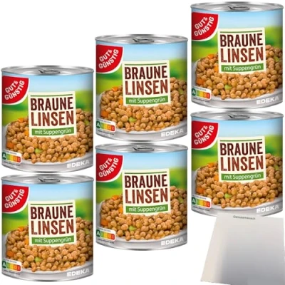 Abbildung von Gut&amp;Günstig Linsen mit Suppengrün 6er Pack (6x800g Dose) + usy Block