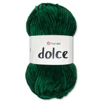 Abbildung von Frida&#039;s Wollhaus YarnArt 100 g Dolce Chenille Wolle Garn Stricken Häkeln Amigurumi 64 Farben (774 Flaschengrün)
