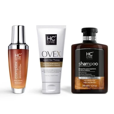 Abbildung von Hc Care Shampoo, Ovex und complex 100% Kräuter Haarpflege Lotion Set 340 ml Shampoo + 100 Haarpflegelotion 200 (Anti Fett Shampoo)