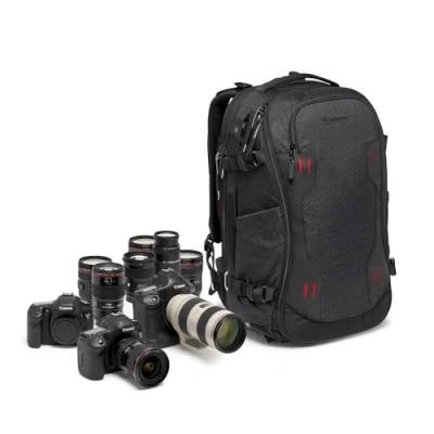 Abbildung von Manfrotto PRO Light Flexloader L, Profi Rucksack für Kameras, Erweiterbare Tasche 3 Achsen Gimbal Stabilisator, Mehrere Stativbefestigungspunkte, Austauschbare Fächer, Schwarz