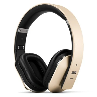 Abbildung von August EP650 Bluetooth Kopfhörer v4.2 NFC mit aptX Low Latency Stereo Over Ear Headphones Audio App kabellose Mikrofon für Freisprecher tiefer Bass 15h Akku (gold)