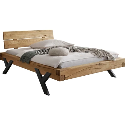 Abbildung von Home affaire Massivholzbett &quot;Ultima&quot;, aus Holz in Balken Optik mit Y Bein Metall