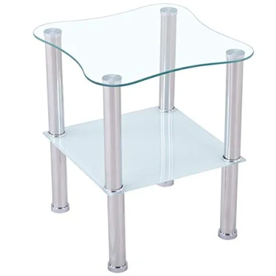 Abbildung von HOOZ Beistelltisch 40x40cm, sandierte Ablage gerundet (Set, 1 St., x Beistelltisch), satinierte abgerundete