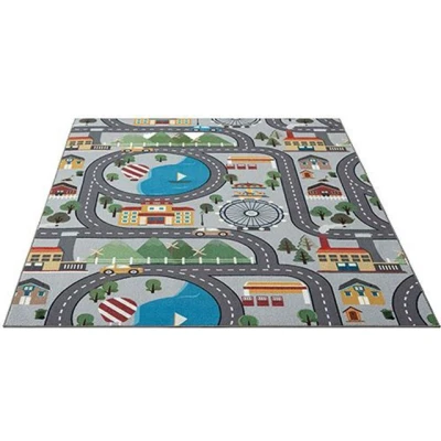 Abbildung von Teppich Happy Life Kinderteppich, Spielteppich, Straßenteppich, the carpet, Rechteck, Anti Rutsch Unterseite, Bunt und Kindergerecht