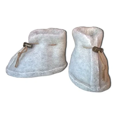 Abbildung von SamWo Babyschuhe 100% natürliche Schafwolle mit Schnellverschluss (S, hellgrau)
