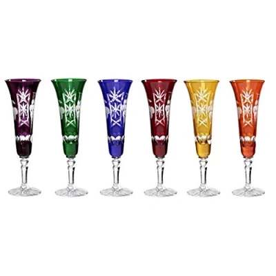 Abbildung von CRISTALICA Sektglas Champagnerglas Handgeschliffen Traube Kristall Glas 140 ml 6er Set Mix