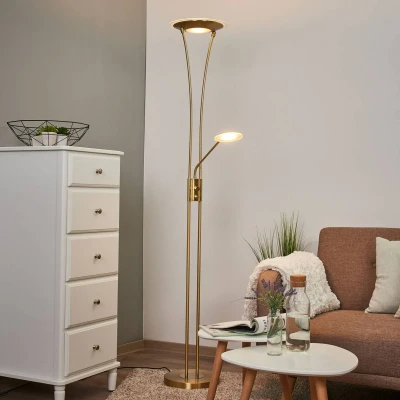 Abbildung von Lindby LED Deckenfluter Eda, Höhe 180 cm, messing, dimmbar