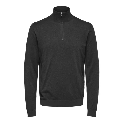Abbildung von Selected Homme Slhberg HALF ZIP Strickpullover, Herren, Größe: Small, Antracit/melange