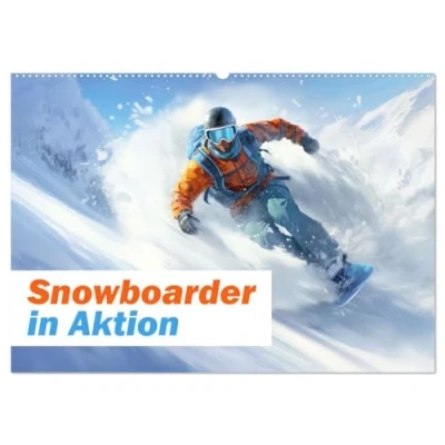 Abbildung von Snowboarder in Aktion (Wandkalender 2025 DIN A2 quer), CALVENDO Monatskalender