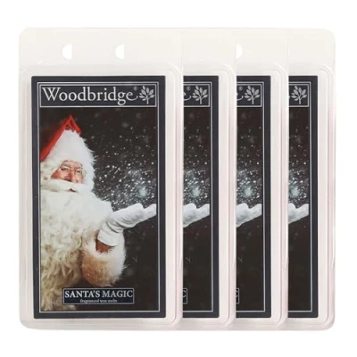 Abbildung von Woodbridge Duftwachs für Duftlampe 4er Set Santa&#039;s Magic Weihnachten 8 Wax Melts Raumduft Aromatherapie 8h Brenndauer je Melt (68g)