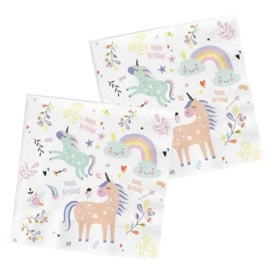 Abbildung von Unicorn und Regenbogen Servietten 33x33cm 20 Teile