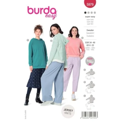 Abbildung von Sweater / Hoodie drei Längen Burda 5979 34 48