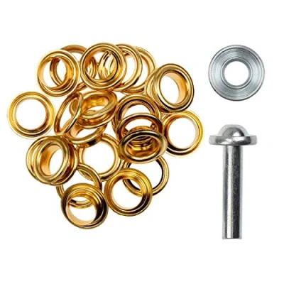 Abbildung von Langlauf Schuhbedarf Ösen mit Scheibe und Werkzeug 4/5/8/11/14mm Silber/schwarz/Gold rostfrei (Gold 11mm)