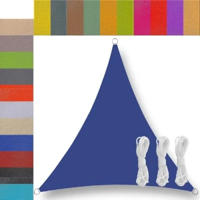 Abbildung von Ufamiluk sonnensegel dreieckig wasserdicht 6x6x6m Balkon Regenschutz 95% UV Schutz Windschutz Überdachung Plane für Garten Terrasse Outdoor Camping Patio Schwimmbad Königsblau