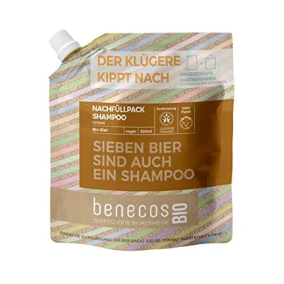 Abbildung von benecosBIO Nachfüllbeutel SHAMPOO Unisex BIO BIER SIEBEN SIND AUCH EIN vegan recyceltes Plastik