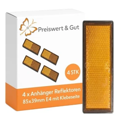 Abbildung von Preiswert &amp; Gut 4X Reflektor Orange Set Anhänger 85x39 Rückstrahler Seitenstrahler Wohnwagen LKW