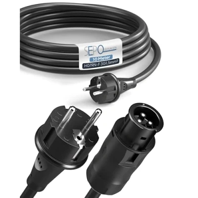 Abbildung von SEPO Leitungen BC01 Buchse auf Schuko Stecker Kabel 10m TÜV Süd geprüft für Wechselrichter, Deye, Envertech, TSUN, NEP Balkonkraftwerk Solarkabel Verlängerungskabel