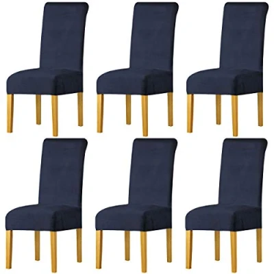 Abbildung von LANSHENG Stretchy Stuhlbezüge für Esszimmerstühle, Stretch Spandex mit Gummiband Stuhlbezug,Velvet Large Dining Chair Schonbezüge Restaurant Hotel Party Bankett (Marine,6 Pack(M))