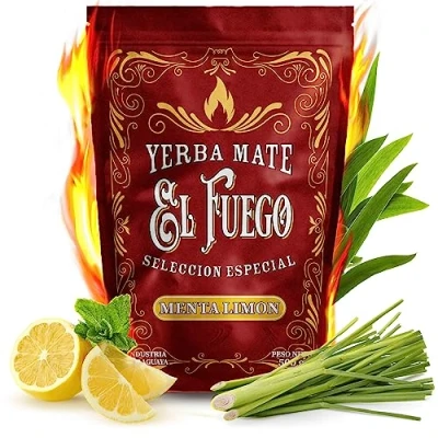 Abbildung von El Fuego Menta Limon 0,5kg Stark anregender Mate Tee aus Paraguay Minze und Zitrone Rauchiger, geräucherter Perfekt für tereré 500g