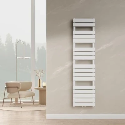 Abbildung von [neu.Haus] Handtuchheizkörper Voss Badheizkörper Handtuchwärmer Handtuchtrockner mit Warmwasser Heizgerät Lamellen Mittelanschluss Wandmontage 160x40cm Weiß