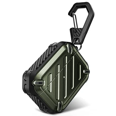 Abbildung von Supcase Unicorn Beetle Pro Series Ganzkörper Robuste Schutzhülle mit Karabiner für Air Pods (2022/2019), Dunkelgrün