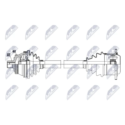 Abbildung von NTY NPW AU 095 Antriebswelle Vorderachse rechts 620mm Schaltgetriebe VOLKSWAGEN: Passat B5 GP Variant, Limousine, Variant